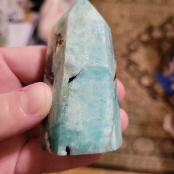 Amazonite tower with smokey quartz - Picture 2 of 2